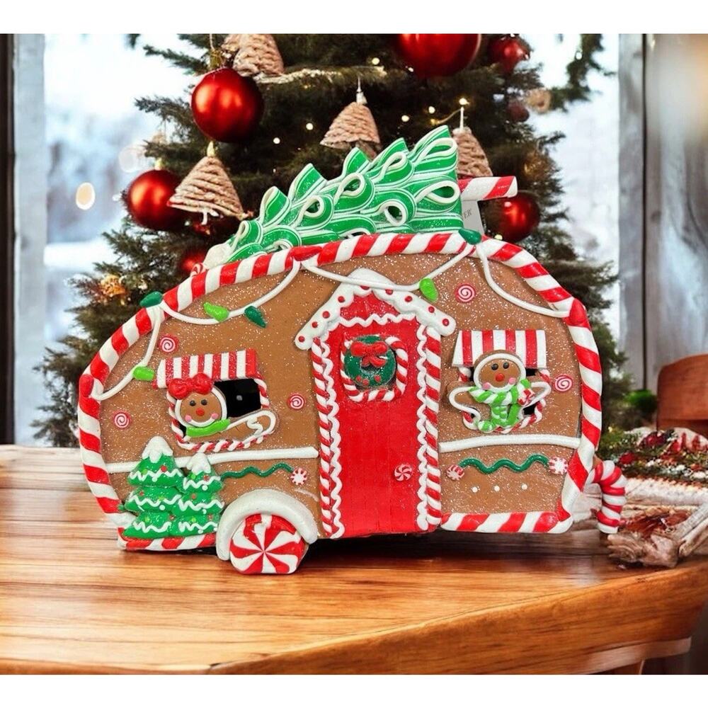 NWT Rare Retired-Dillards Trimsetter Gingerbread Camper Light Up LED 12.5. X 10